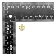Load image into Gallery viewer, Gold Silver Rectangle Clear Pink CZ Heart Shape Charm, Sku#A165