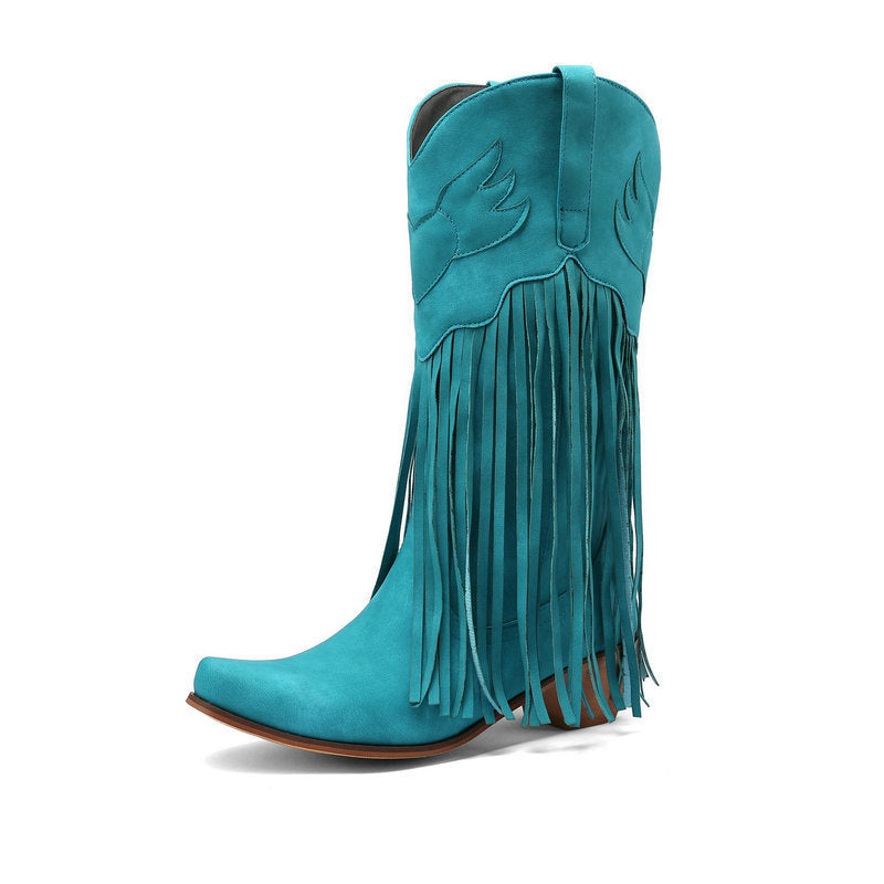 Women's Retro Mid-Calf Chunky Heel Round-Toe Boots | Slip-On Synthetic PU Winter Boots