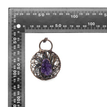 Load image into Gallery viewer, Natural Amethyst Copper Wired Flower Pendant, sku# YT45