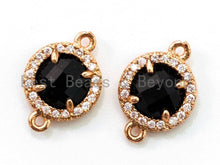 Load image into Gallery viewer, Round Bezel Connector with Faceted Glass,Green/Blue/Black/Smoke Crystal, 9x13mm, sku#A72