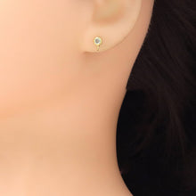 Load image into Gallery viewer, Clear Round CZ Gold  Silver Stud Earrings with loop, Sku#A440