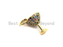 Load image into Gallery viewer, CZ Colorful Micro Pave Goblet Pendant, Trophy Shaped Pave Pendant, Gold plated, 10x12mm, Sku#F828