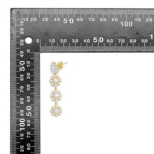 Load image into Gallery viewer, Gold White Pearl Flower long Earrings, Sku#LD532