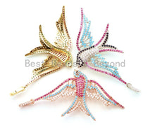 Load image into Gallery viewer, CZ Micro Pave Mixed Color Swallow Bird Pendant, Cubic Zirconia Pendant, Gold/Silver/Rose Gold, 28x61mm, SKU#F11