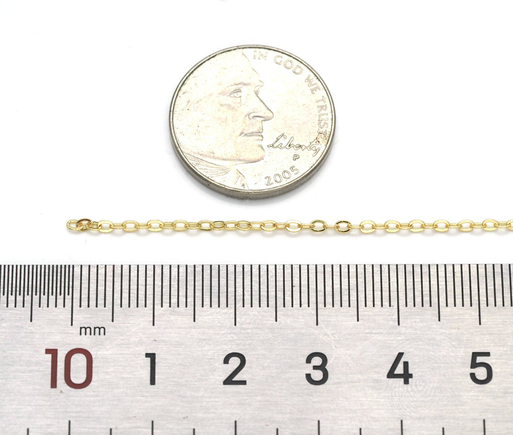 Dainty Oval Rolo link Gold unfinished chain by yard,sku# LX164