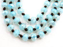 Load image into Gallery viewer, 60/36 EXTRA Long Hand Knotted Mint Color Crystal Necklace, Double Wrap Necklace, Mint 2x4mm/5x8mm Rondelle Faceted Crystal Beads,SKU#D24