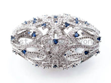 Load image into Gallery viewer, CZ Micro Pave Oval Pendant with Cobalt Gemstone, 40x24mm,SKU#L224