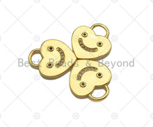 Load image into Gallery viewer, 18K Dainty Gold Smiley Face On Heart Lock Shape Pendant/Charm, Necklace Bracelet Charm Pendant,15x13mm, Sku#LK233