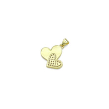 Load image into Gallery viewer, CZ Double Heart White Enamel Gold Charm, Sku#LK923