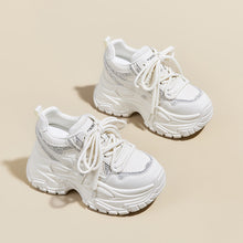 Load image into Gallery viewer, Women's Hidden Wedge Sneakers - Casual Lace-Up Leather Shoes