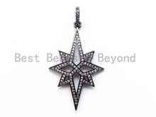 Load image into Gallery viewer, CZ Micro Pave Long North Star Pendant, Cubic Zirconia Pendant,48x25mm, sku#F216