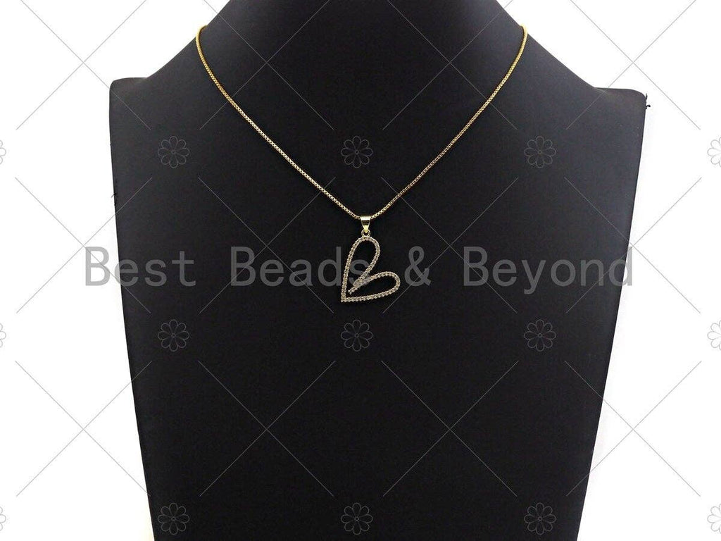 18K Gold Finish Large Heart Shape Pendant,Heart Charm, Heart Pave Pendant, Gold plated, 21x25mm, Sku#LK56