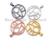 Load image into Gallery viewer, CZ Micro Pave Large LOVE Round Pendant with bail, 26x33mm, Cubic Zirconia Love Pave Pendant Beads, Pave Pendant, SKU#F199