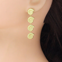Load image into Gallery viewer, Silver Gold String Snail Shell Dangle Earrings, Sku#A471