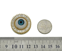 Load image into Gallery viewer, Baguette CZ Enamel Evil Eye On Round Flower Charm, Sku#L669