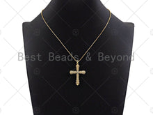 Load image into Gallery viewer, Large CZ Micro Pave Chunky Cross Shape Pendant  Charms , Cross Necklace Charms, 28x39mm, Sku#LK143