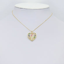 Load image into Gallery viewer, Colorful Clear CZ Eye Baguette CZ Heart Shape Charm, Sku#LX435