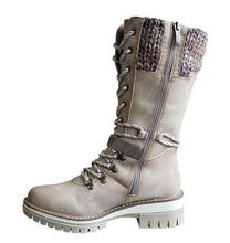 Load image into Gallery viewer, Women's Round-Toe Square-Heel Buckle Boots | Knit-Mesh Dr Martens-Style Ankle Boots