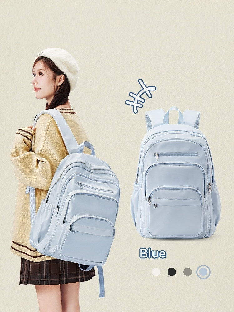 High-Capacity Nylon Commuter & Travel Backpack – Lightweight Zipper Daypack for Women & Men