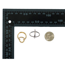 Load image into Gallery viewer, Gold Silver Clear CZ Frame Oval Adjustable Ring, Sku#B349
