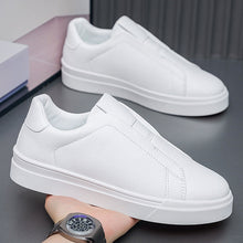 Load image into Gallery viewer, Men's Korean-Style Slip-On Casual Sneakers | PU Leather Round Toe Mid Heel Shoes