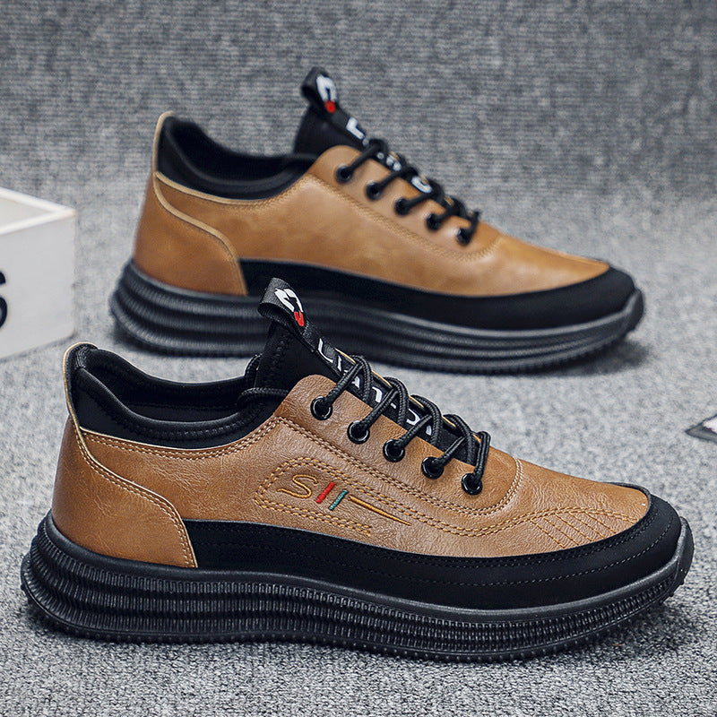 Men's Casual Sports Sneakers – Stylish PU Leather Round Toe Shoes