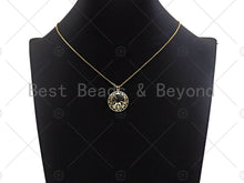 Load image into Gallery viewer, CZ Micro Pave Five Star Hollow Out On Round Shape Pendant, Gold Plated, Necklace Bracelet Charm Pendant, 27x28mm,sku#F1238