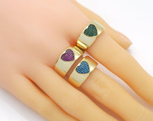Load image into Gallery viewer, Gold Colorful CZ Heart Band Ring, Sku#X360