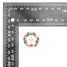 Load image into Gallery viewer, Baguette CZ Pave Gold Cross Circle Pendant, Sku#LX628