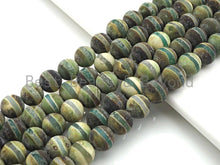 Load image into Gallery viewer, Green Matt Agate with One Line Round Smooth Beads, Sku#U929
