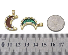 Load image into Gallery viewer, Gold CZ Gemstone Cresent Moon Charm, Sku#LX100