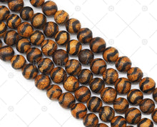 Load image into Gallery viewer, Double Wavy Line Brown Agate Round Smooth Beads, SKU#U1194
