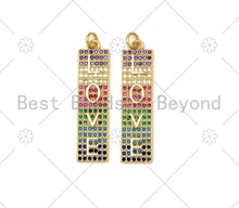 Load image into Gallery viewer, Colorful CZ Micro Pave Love Word On Long Rectangle Bar Shape Pendant, 18K Gold Filled Love Charm, Necklace Bracelet Pendant,9x37mm,Sku#LD137