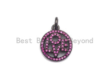 Load image into Gallery viewer, CZ Micro Pave LOVE Round Pendant with bail, Cubic Zirconia Blue Fuchsia Black Green Love Pave Pendant,13x15mm, sku#X105