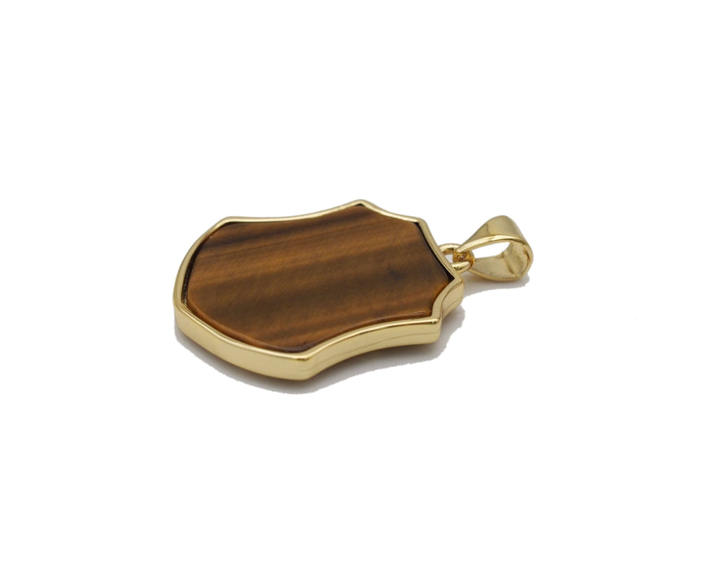 Gold CZ Star Arrows On Gemstone Shield Charm, Sku#LX108