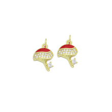Load image into Gallery viewer, Clear CZ Red Enamel Gold Mushroom Charm Pendant,Sku#LK1220