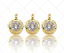Load image into Gallery viewer, CZ Micro Pave Cute Round Shape Pendant, Round Charm, Big CZ Pave Pendant, Gold plated,6x8mm, Sku#LK103