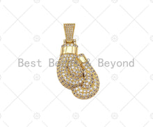 Load image into Gallery viewer, CZ Micro Pave 3D Boxing Gloves Shape Pendant/Charm,Cubic Zirconia Charm, Necklace Bracelet Charm Pendant,24x43mm, Sku#L507