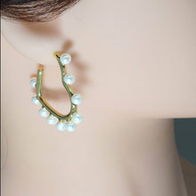 Load image into Gallery viewer, CZ Pearl Heart Stud Earrings, Sku#LD381