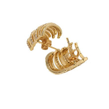 Load image into Gallery viewer, Gold Silver Swirl Huggie Shape Stud Earrings, Sku#B348