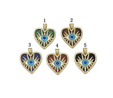 Load image into Gallery viewer, Gold CZ Enamel Evil Eye On Gemstone Heart Charm, Sku#LX102