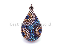 Load image into Gallery viewer, CZ Micro Pave Mixed Color Teardrop Evil Eyes Pendant,Cubic Zirconia Pendant,17x32mm, Sku#F14