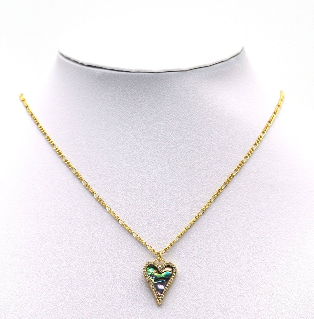 Gold Abalone heart Charm, Sku#L664