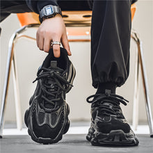 Load image into Gallery viewer, Men's Chunky Soled Dad Sneakers | Mesh Upper Lace-Up Athletic Shoes | Beige Black Gray