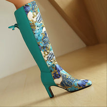 Load image into Gallery viewer, Floral Patchwork Bowknot Over-the-Knee Boots