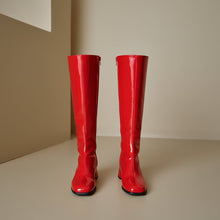 Load image into Gallery viewer, Women's Chunky Heel Square Toe Over-the-Knee Boots – PU Leather Back Zipper Thigh High Boots