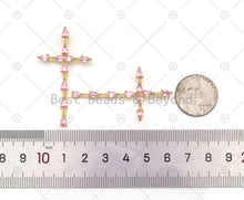 Load image into Gallery viewer, Pink CZ Cross Charm, Sku#LK540