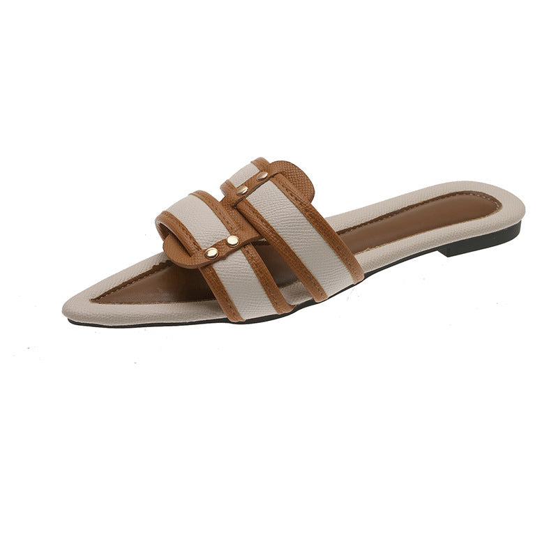 Women's Slip-On Lazy Slippers | Breathable Lightweight Color Block Slides