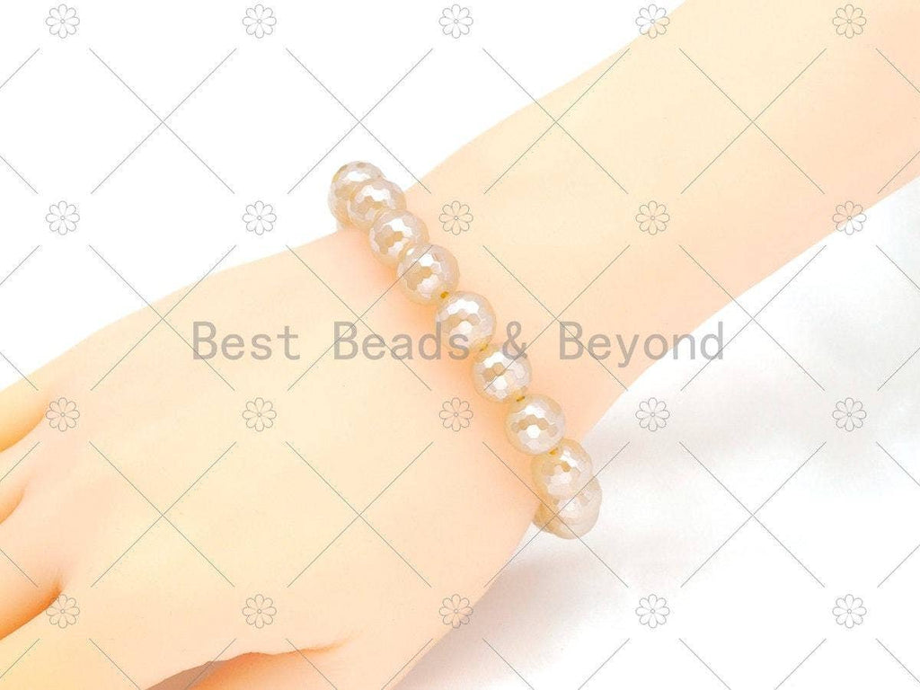 Mystic Champaign Banded Agate Stretchy Bracelet,SKU#EF66