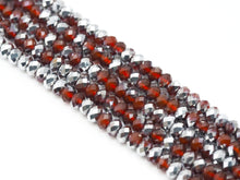 Load image into Gallery viewer, Half Silver Plated Natural Red Agate Rondelle Faceted Beads, SKu#UA256